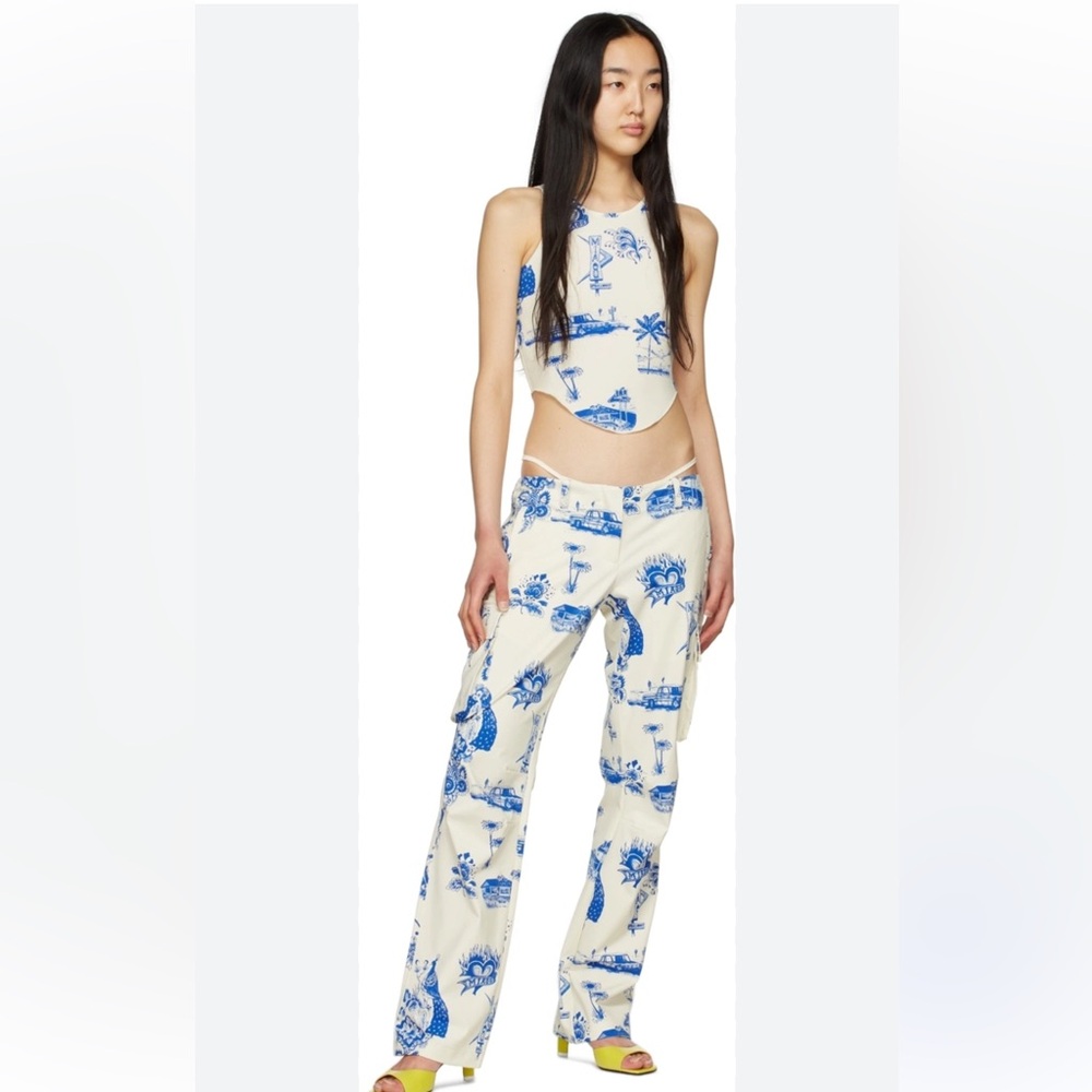 Miaou Blue and White Tank Top